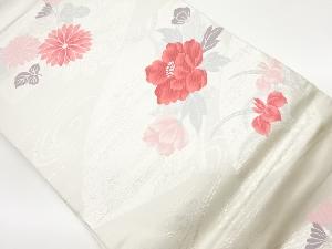 地紙に花々・流水模様織出し名古屋帯